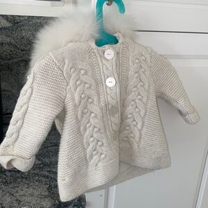 Real fur hooded baby Cardigan